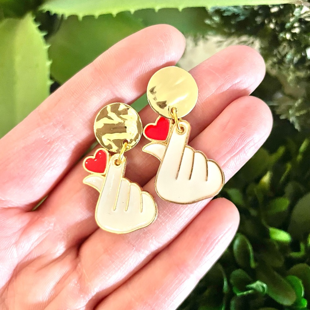 Heart In Hand Earrings - Picture 2 of 4